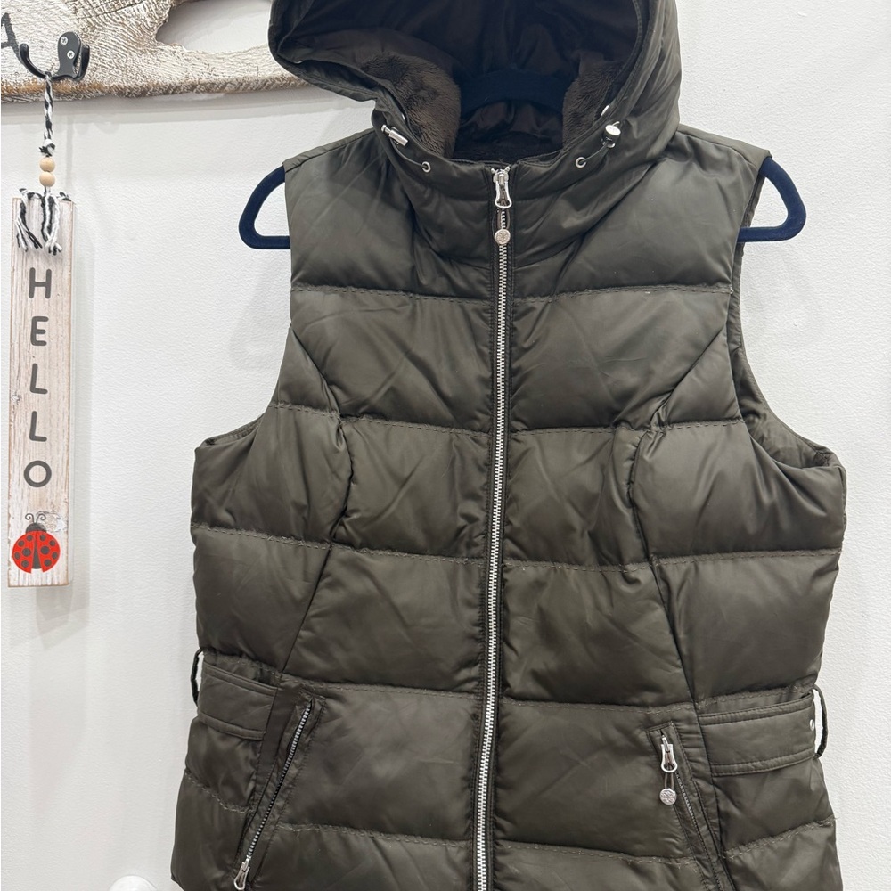 Eddie Bauer Brown Puffer Vest with Hood